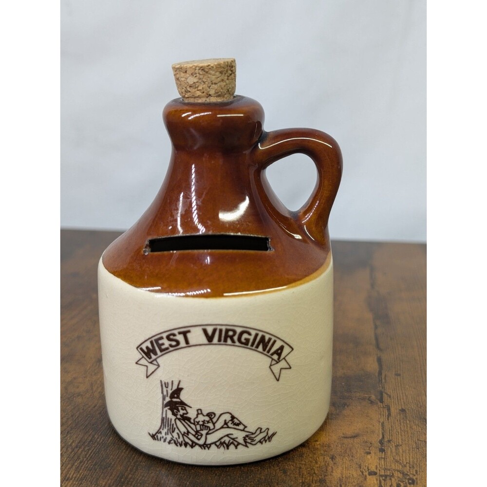 Vintage Souvenir Moonshine Jug Bank West Virginia